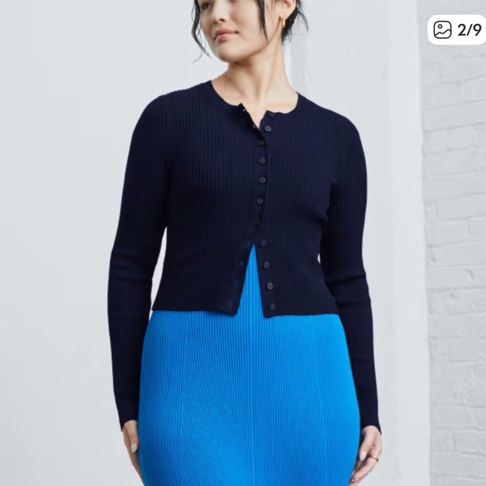 SOLD - Everlane Women's Navy Ribbed Cardigan